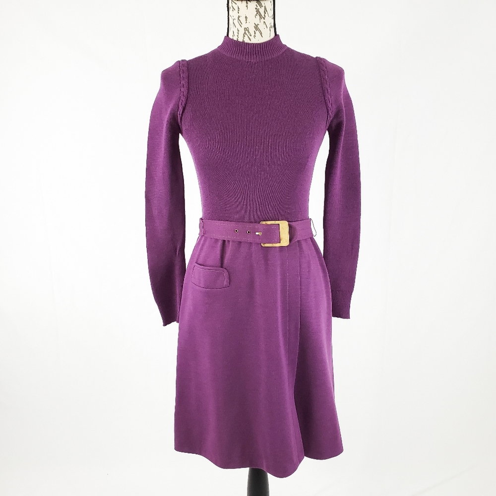 Vintage Alvin's Wool Dress Purple Size 8